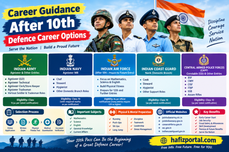 Career After 10th in Defence: Army, Navy, Air Force & CAPF