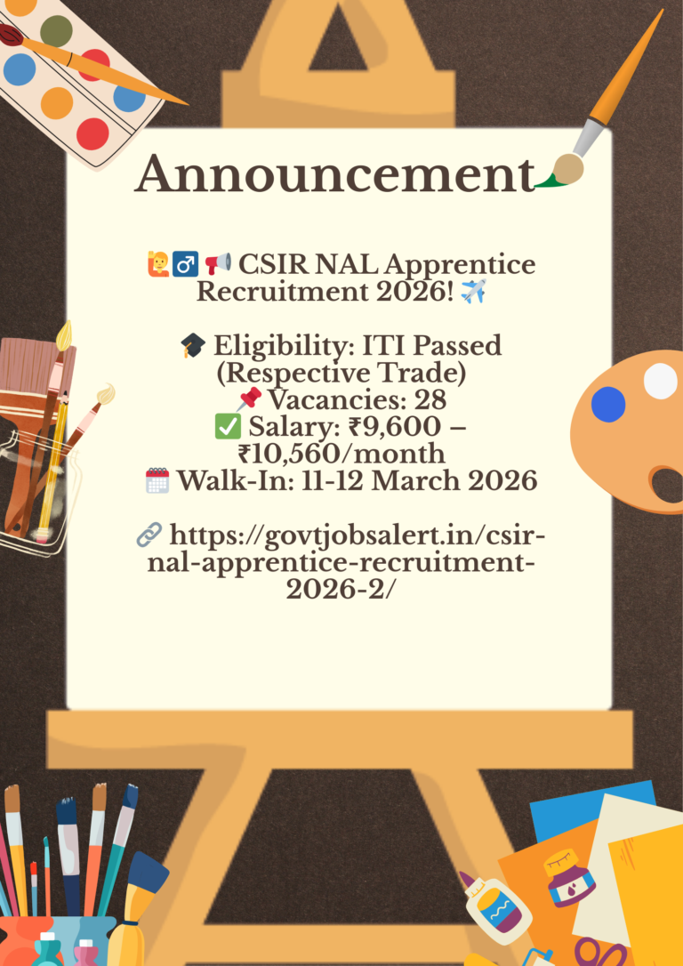 CSIR NAL Apprentice Recruitment 2026: Walk-In for 28 ITI Trade Posts, Stipend Up to ₹10,560/Month