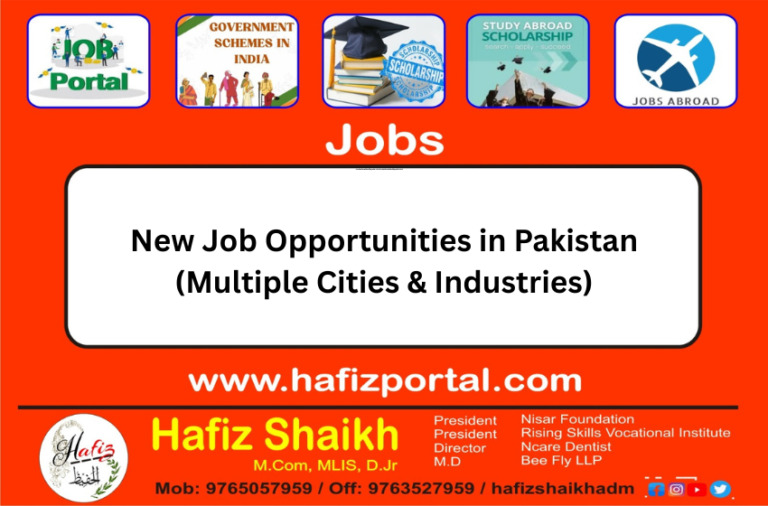 New Job Opportunities in Pakistan (Multiple Cities & Industries)