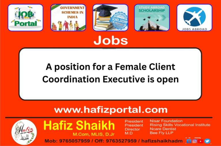 A position for a Female Client Coordination Executive is open
