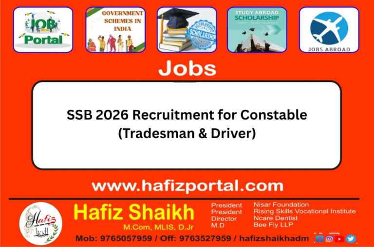 SSB 2026 Recruitment for Constable (Tradesman & Driver)