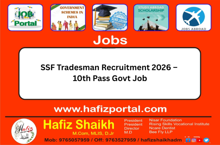 SSF Tradesman Recruitment 2026 – 10th Pass Govt Job