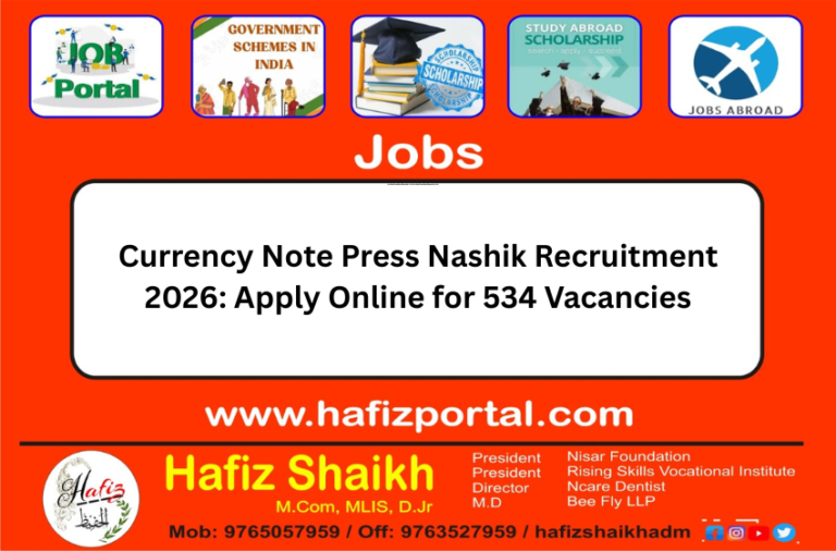 Currency Note Press Nashik Recruitment 2026: Apply Online for 534 Vacancies