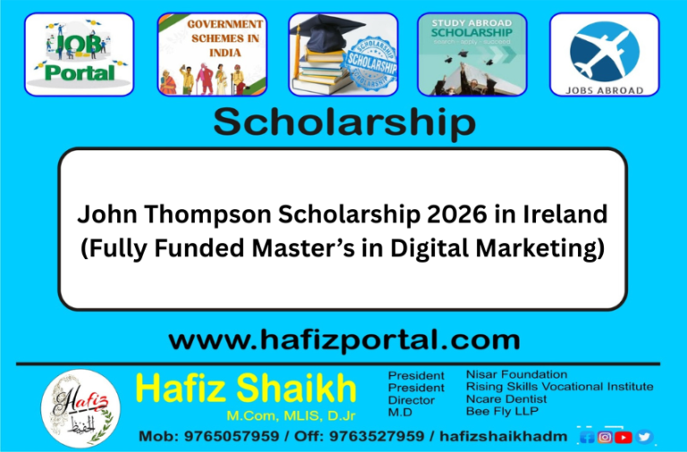 John Thompson Scholarship 2026 in Ireland (Fully Funded Master’s in Digital Marketing)