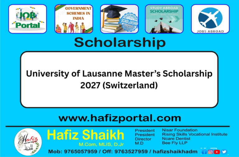 University of Lausanne Master’s Scholarship 2027 (Switzerland)