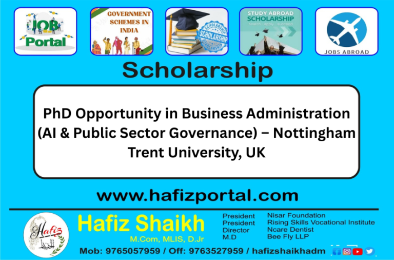 PhD Opportunity in Business Administration (AI & Public Sector Governance) – Nottingham Trent University, UK