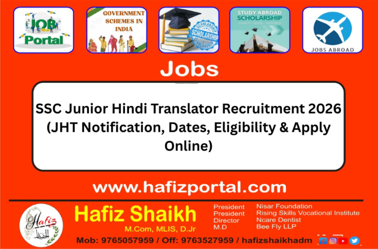 SSC Junior Hindi Translator Recruitment 2026 (JHT Notification, Dates, Eligibility & Apply Online)