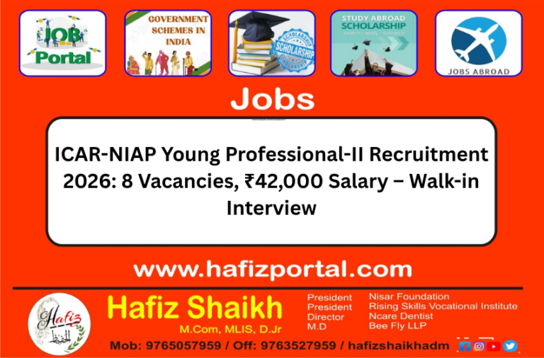 ICAR-NIAP Young Professional-II Recruitment 2026: 8 Vacancies, ₹42,000 Salary – Walk-in Interview