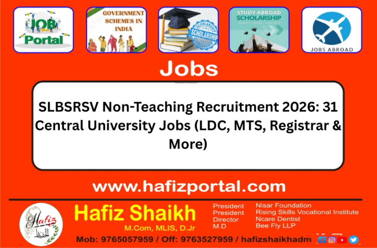SLBSRSV Non-Teaching Recruitment 2026: 31 Central University Jobs (LDC, MTS, Registrar & More)