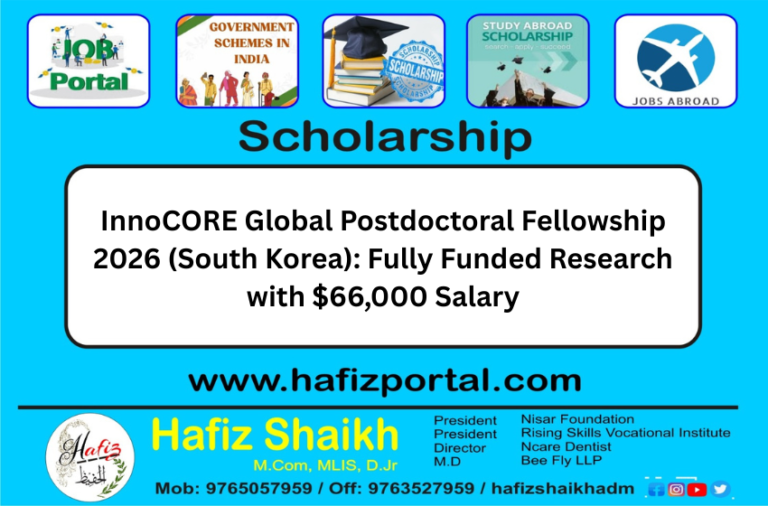 InnoCORE Global Postdoctoral Fellowship 2026 (South Korea): Fully Funded Research with $66,000 Salary