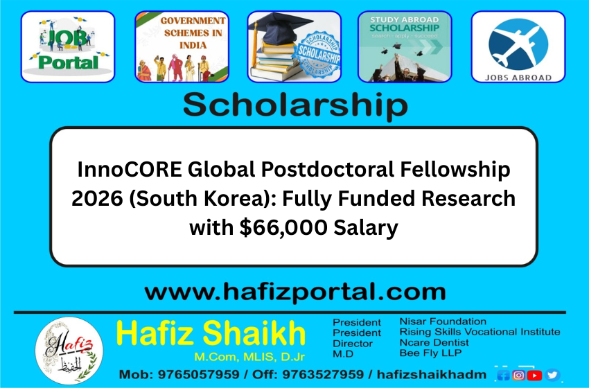InnoCORE Global Postdoctoral Fellowship 2026 (South Korea): Fully Funded Research with $66,000 Salary