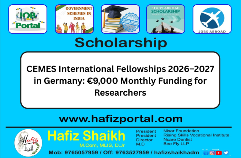 CEMES International Fellowships 2026–2027 in Germany: €9,000 Monthly Funding for Researchers