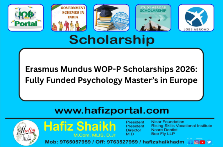 Erasmus Mundus WOP-P Scholarships 2026: Fully Funded Psychology Master’s in Europe