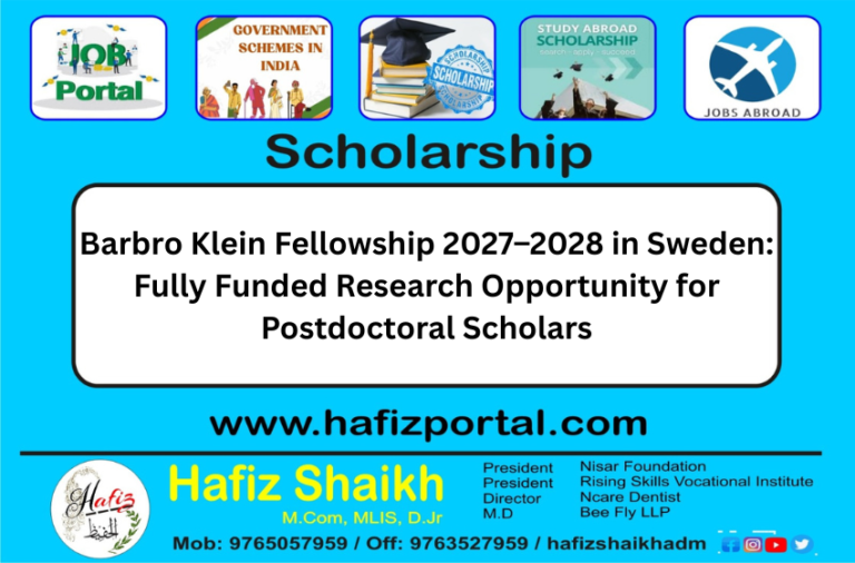 Barbro Klein Fellowship 2027–2028 in Sweden: Fully Funded Research Opportunity for Postdoctoral Scholars