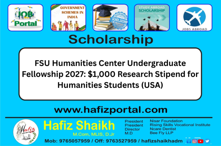 FSU Humanities Center Undergraduate Fellowship 2027: $1,000 Research Stipend for Humanities Students (USA)