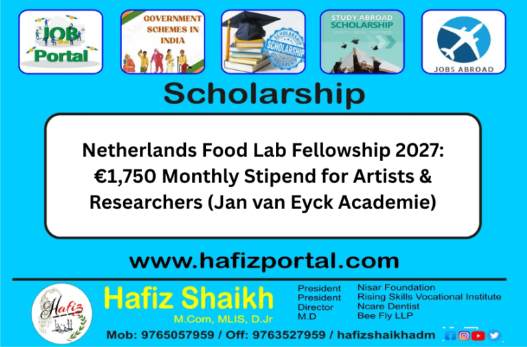 Netherlands Food Lab Fellowship 2027: €1,750 Monthly Stipend for Artists & Researchers (Jan van Eyck Academie)