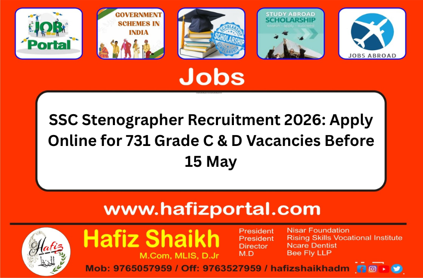 SSC Stenographer Recruitment 2026: Apply Online for 731 Grade C & D Vacancies Before 15 May