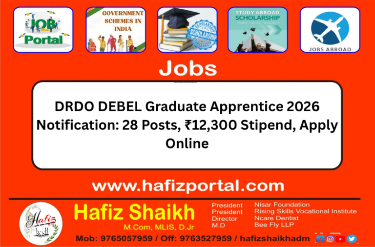 DRDO DEBEL Graduate Apprentice 2026 Notification: 28 Posts, ₹12,300 Stipend, Apply Online
