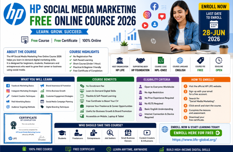 HP Social Media Marketing Free Online Course 2026 With Free Certificate | Enroll Online