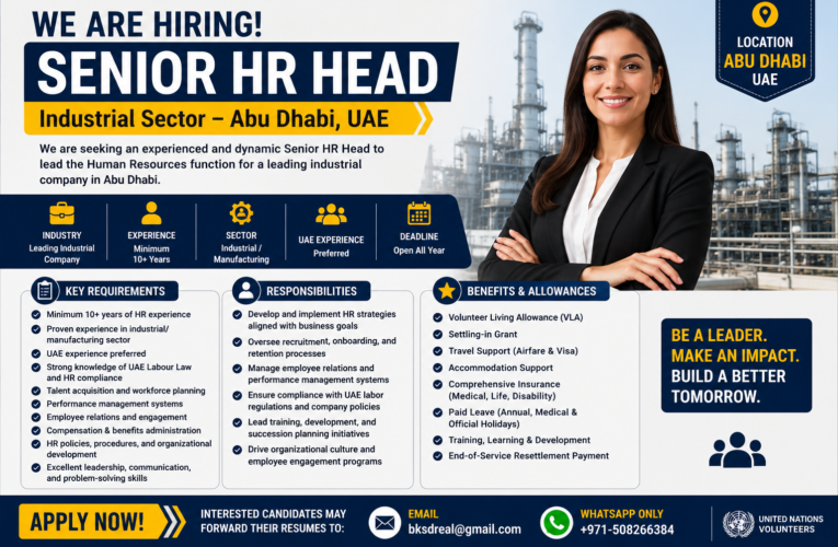 Senior HR Head Jobs in Abu Dhabi UAE 2026 | Apply for Industrial Sector HR Leadership Role