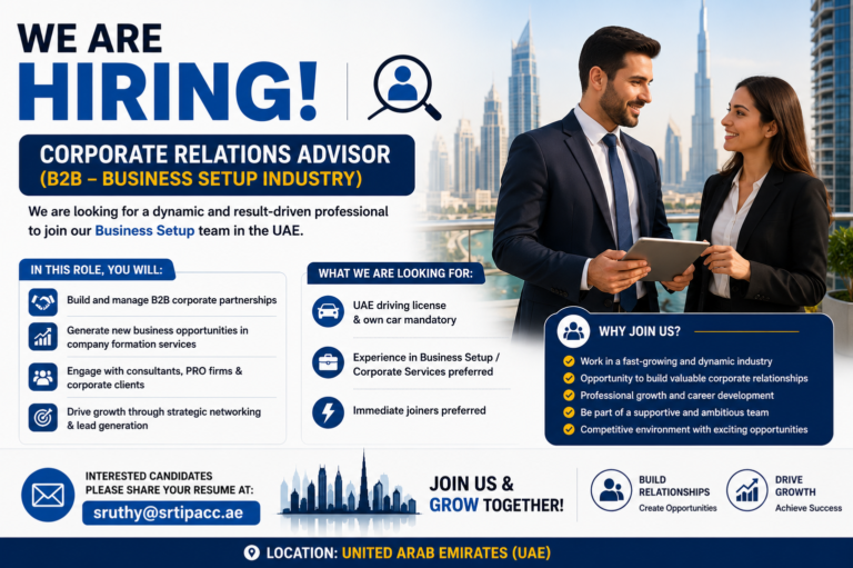 Corporate Relations Advisor Jobs in UAE 2026 | Business Setup Industry Hiring Now