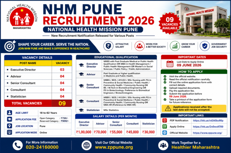 NHM Pune Recruitment 2026: Apply Online for 09 Posts | Salary Up to ₹1,00,000