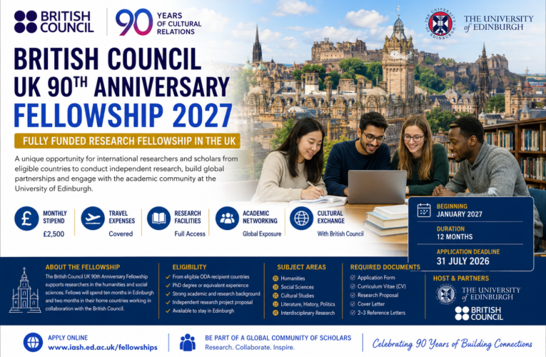British Council UK 90th Anniversary Fellowship 2027 in UK | Fully Funded Research Fellowship