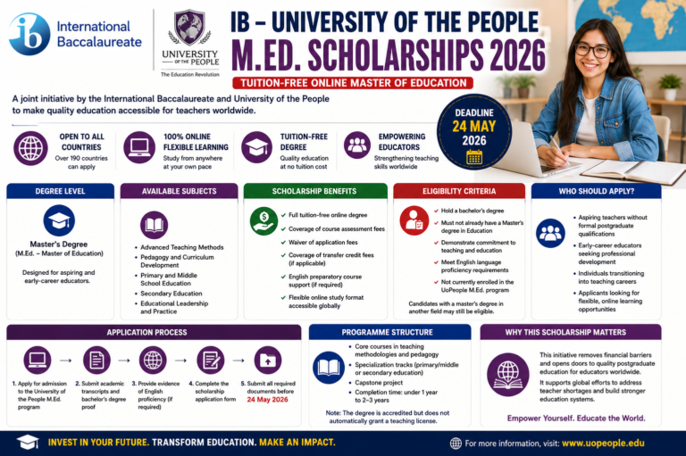 IB–University of the People M.Ed. Scholarships 2026 (Tuition-Free Online Master’s Degree for International Students)