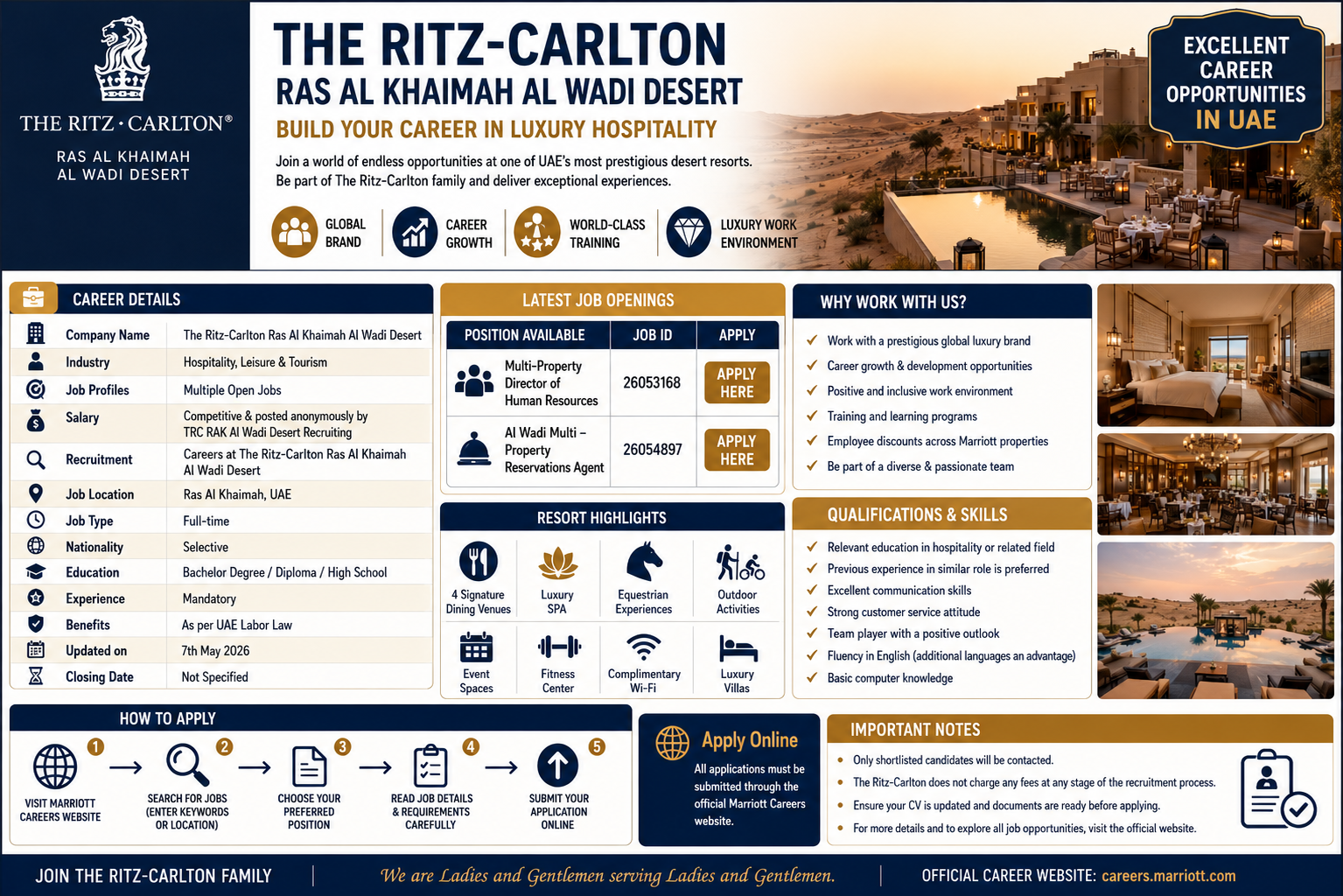The Ritz-Carlton Ras Al Khaimah Careers 2026 in UAE – Apply Online for Luxury Hotel Jobs