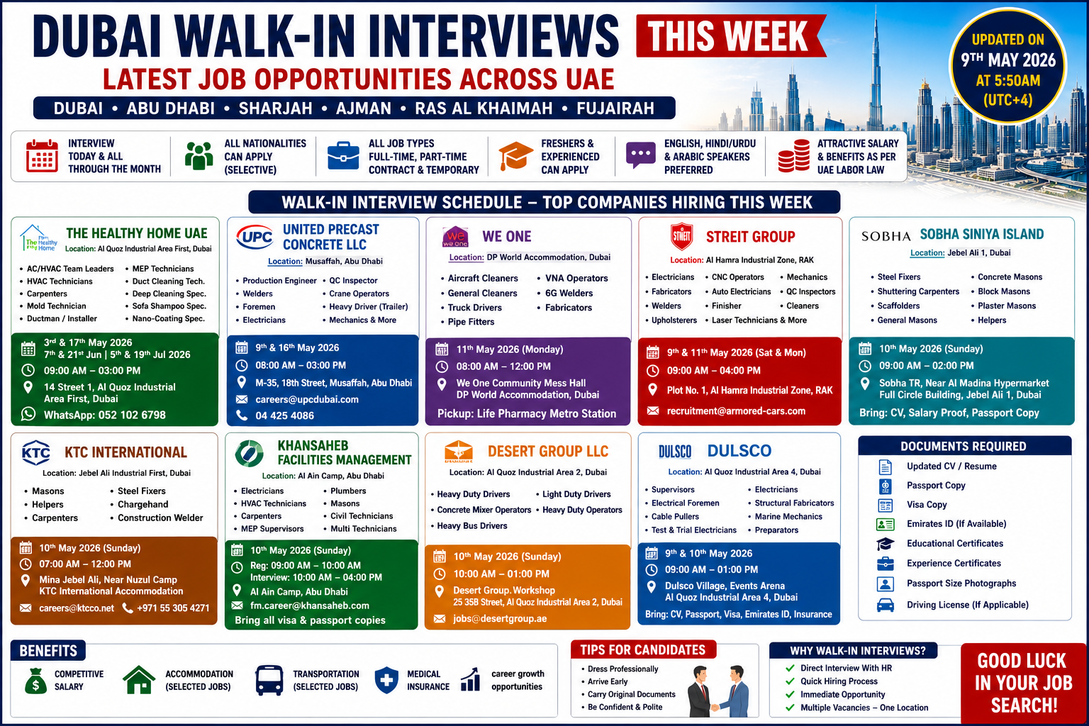 Latest Dubai Walk-In Interview Jobs in UAE 2026 | Updated Weekly Career Opportunities