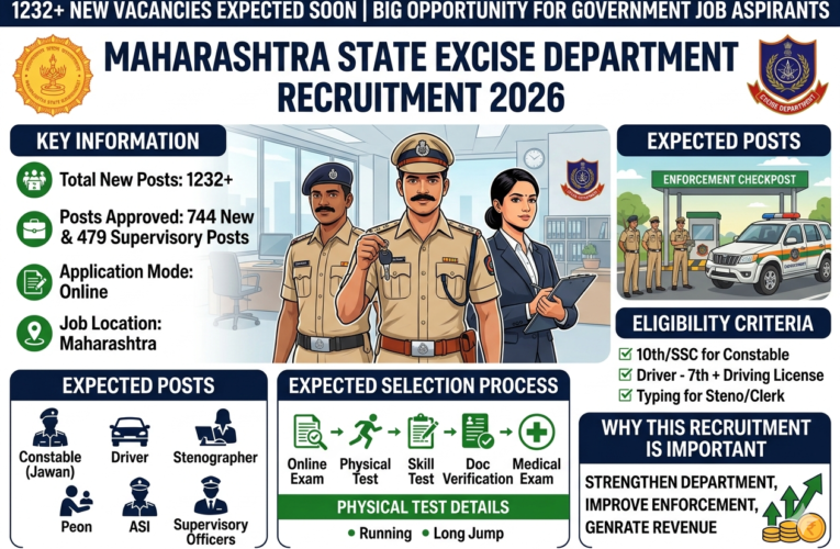 Maharashtra Excise Department Recruitment 2026: 1232 New Vacancies Expected Soon | Big Opportunity for Government Job Aspirants