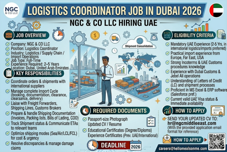 Logistics Coordinator Job in Dubai 2026 | NGC & CO LLC Hiring UAE