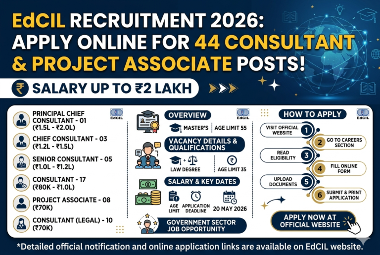 EdCIL Recruitment 2026: Apply Online for 44 Consultant & Project Associate Posts | Salary Up to ₹2 Lakh