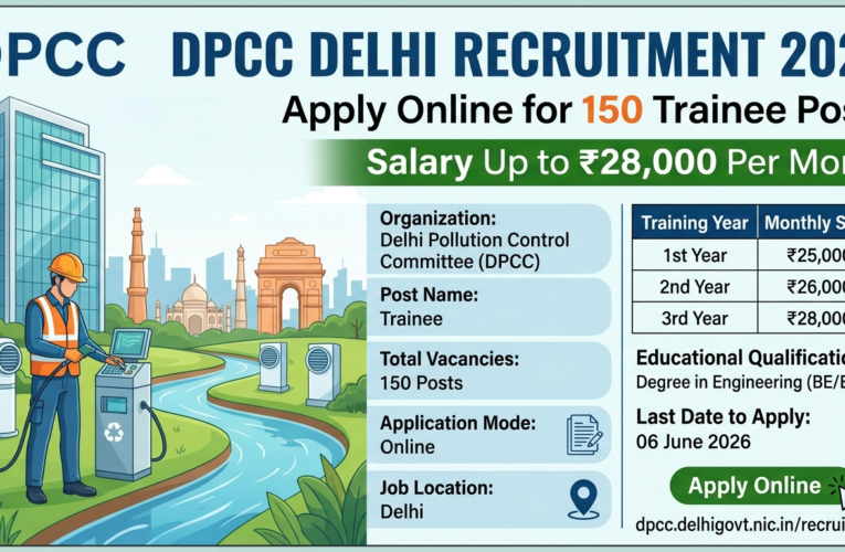 DPCC Delhi Recruitment 2026: Apply Online for 150 Trainee Posts | Salary Up to ₹28,000 Per Month