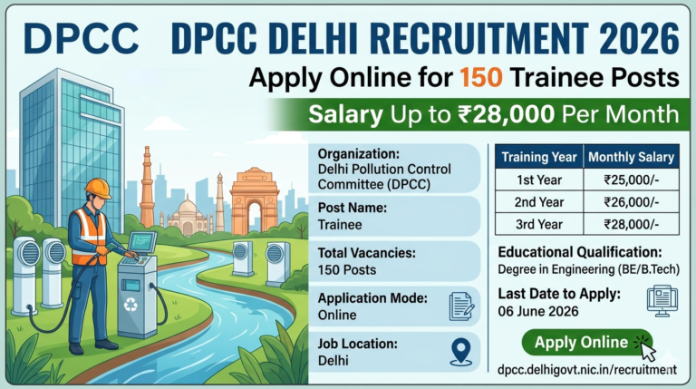 DPCC Delhi Recruitment 2026: Apply Online for 150 Trainee Posts | Salary Up to ₹28,000 Per Month
