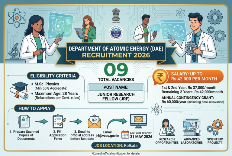 DAE Recruitment 2026: Apply Online for 09 Junior Research Fellow Posts | Salary Up to Rs 42,000 Per Month