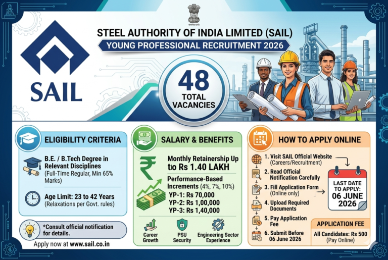 SAIL Young Professional Recruitment 2026: Apply Online for 48 Posts | Salary Up to Rs 1.40 Lakh