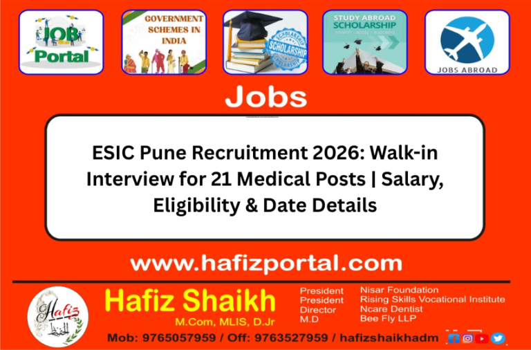 ESIC Pune Recruitment 2026: Walk-in Interview for 21 Medical Posts | Salary, Eligibility & Date Details