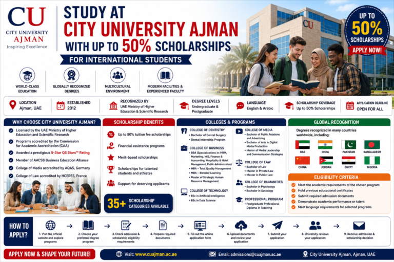City University Ajman Scholarships 2026 in UAE | Get Up to 50% Scholarship for International Students