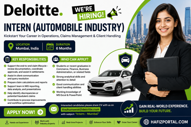 Deloitte Internship 2026 in Mumbai | Apply for Automobile Industry Internship
