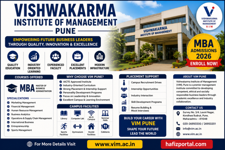 Vishwakarma Institute of Management Pune: Courses, Admissions, Placements, Fees & Campus Overview