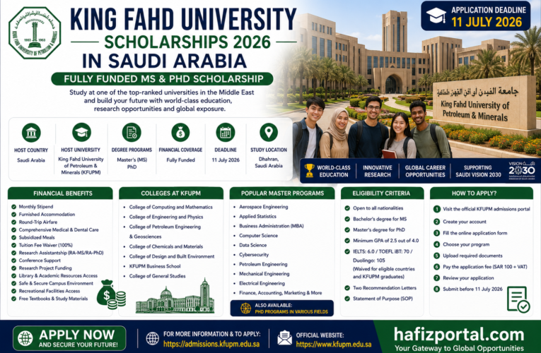 King Fahd University Scholarships 2026 in Saudi Arabia | Fully Funded MS & PhD Scholarship at KFUPM