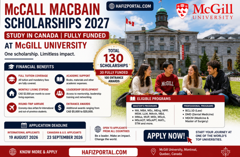 McCall MacBain Scholarships 2027 in Canada | Fully Funded 130 Scholarships at McGill University