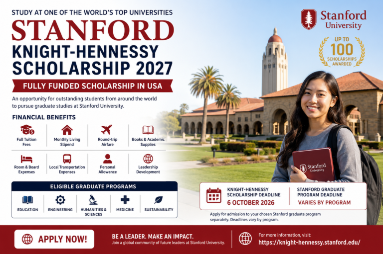 Stanford Knight-Hennessy Scholarship 2027 in USA | Fully Funded Scholarship for International Students