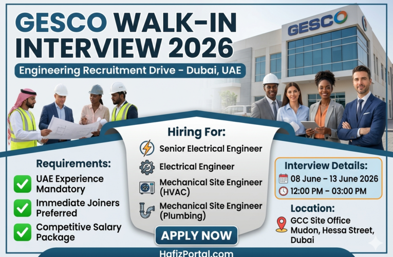 GESCO Walk-In Interview 2026 in Dubai | Hiring Senior Electrical Engineers, Electrical Engineers & Mechanical Site Engineers