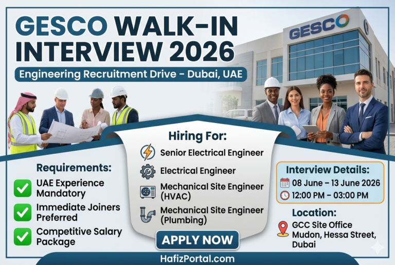 GESCO Walk-In Interview 2026 in Dubai | Hiring Senior Electrical Engineers, Electrical Engineers & Mechanical Site Engineers