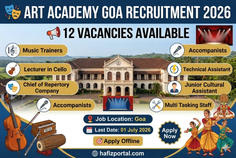 Art Academy Goa Recruitment 2026: Apply Offline for 12 Cultural, Music, Teaching & Technical Posts