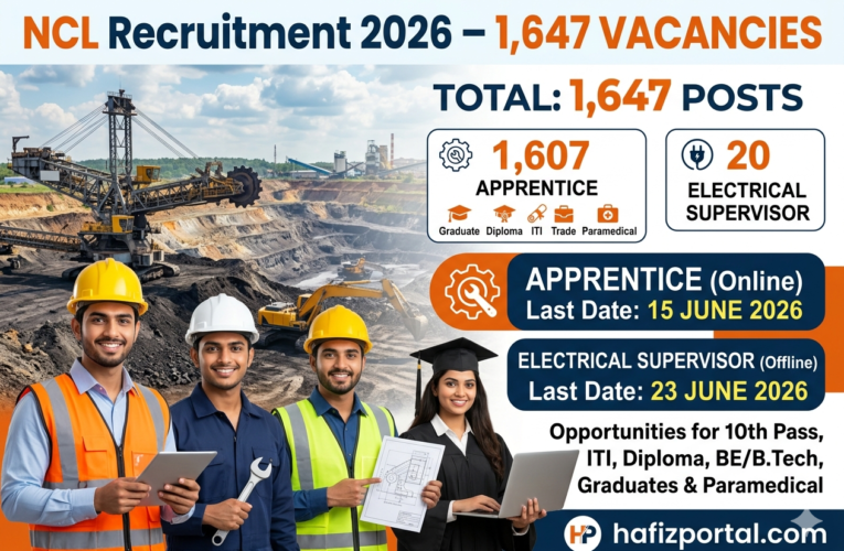 Northern Coalfields Limited Recruitment 2026: Apply Online for 1,627 Apprentice Vacancies and 20 Electrical Supervisor Posts