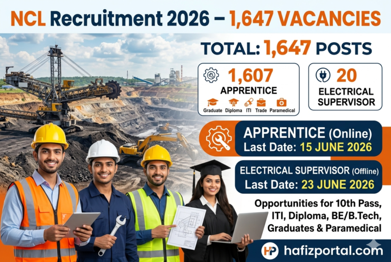 Northern Coalfields Limited Recruitment 2026: Apply Online for 1,627 Apprentice Vacancies and 20 Electrical Supervisor Posts