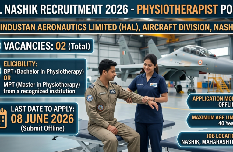 HAL Nashik Recruitment 2026: Apply Offline for Physiotherapist Posts | Hindustan Aeronautics Limited Vacancy 2026